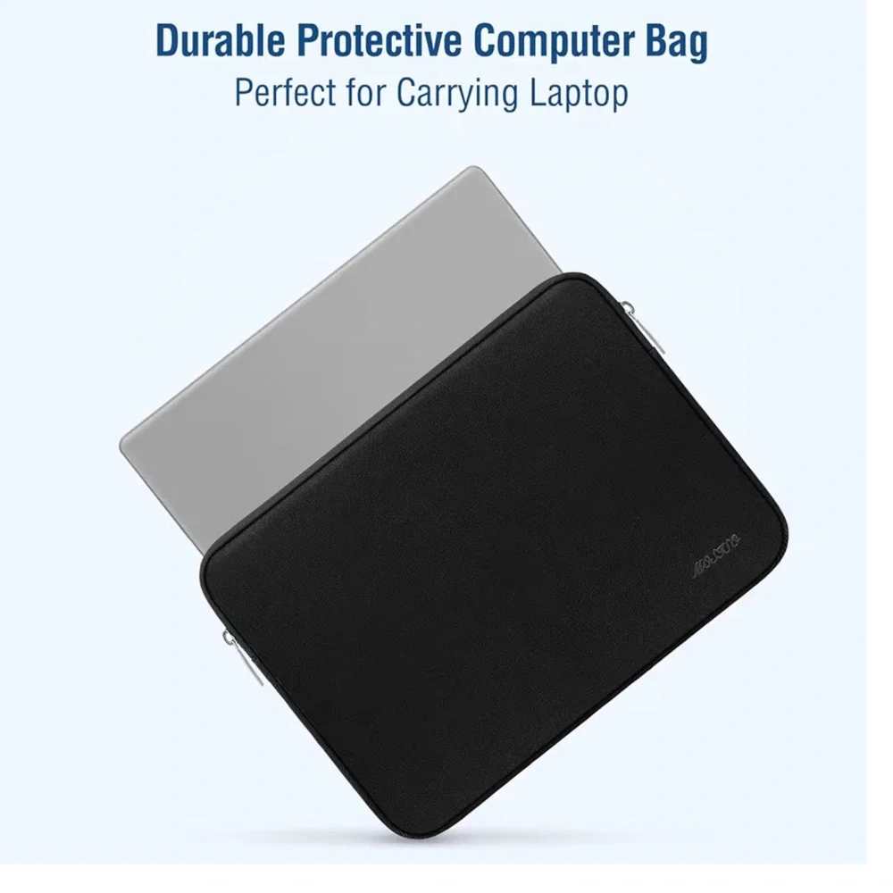 Durable Protective Computer Laptop Sleeve Bag with Small Case-BLACK